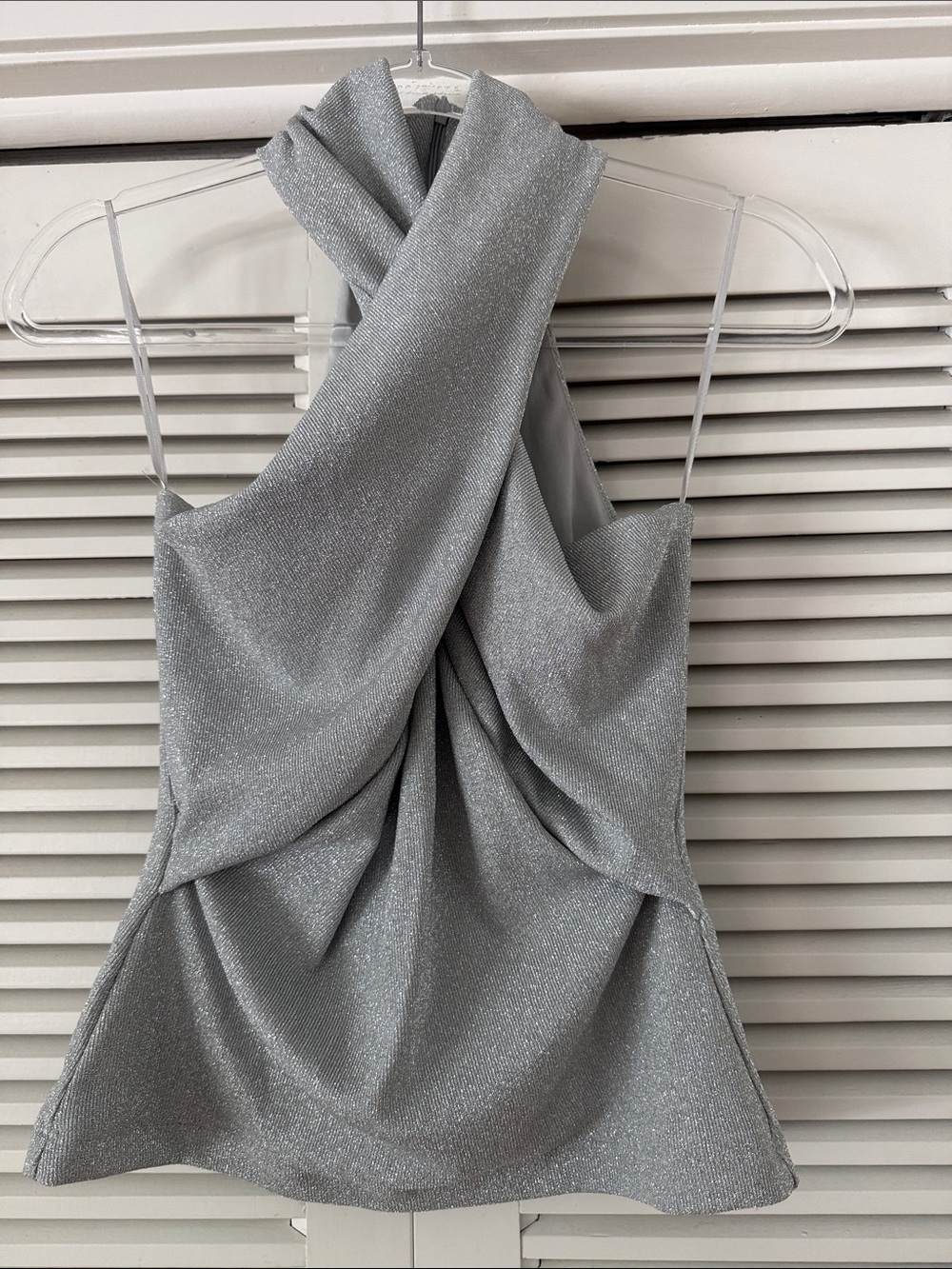 Zara halter Shimmer Twist Silver Top
